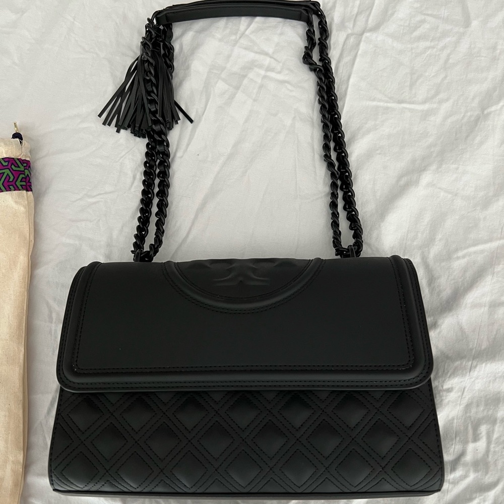 Tory Burch Fleming Matte Black Small Convertible Shoulder Bag